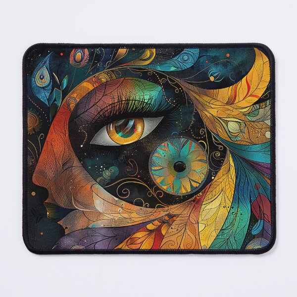 Item preview, Celestial Gaze – Cosmic Woman with Radiant Feather Crown designed and sold by NeoNebulaArt.