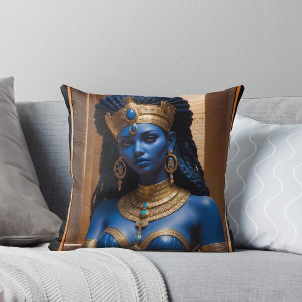 Item preview, A Mystical Blue Alien Queen in Ancient Regalia Mesmerizing AI Concept Art by Xzendor7 designed and sold by Xzendor7 Digital Art Creations.