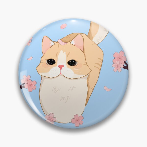 Item preview, cute cat surrounded by cherry blossom flowers and branches designed and sold by AuntieHanHan.