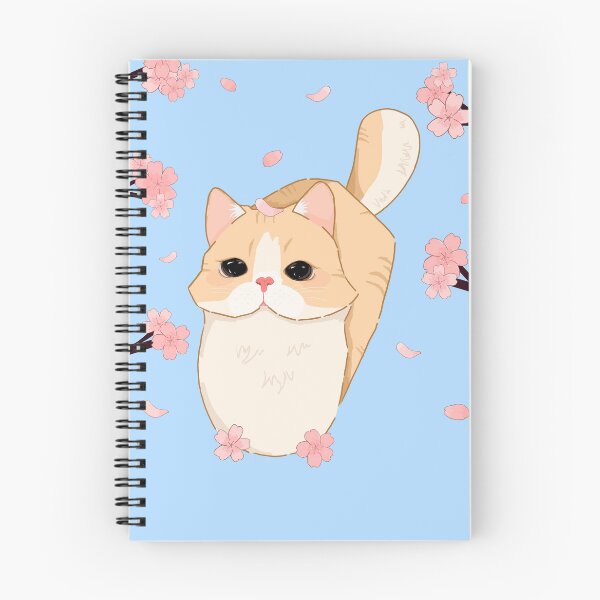 Item preview, cute cat surrounded by cherry blossom flowers and branches designed and sold by AuntieHanHan.