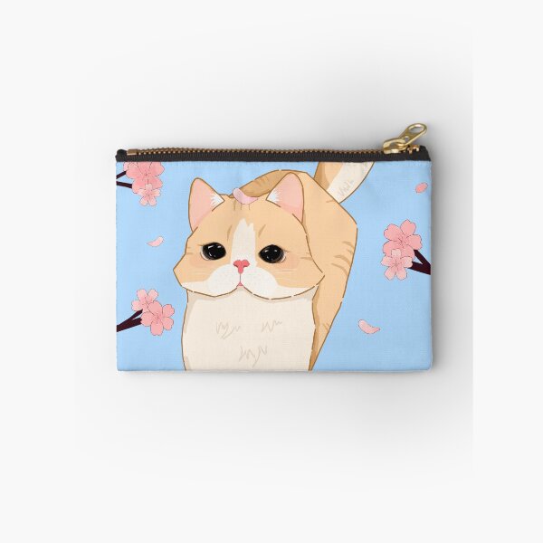 Item preview, cute cat surrounded by cherry blossom flowers and branches designed and sold by AuntieHanHan.