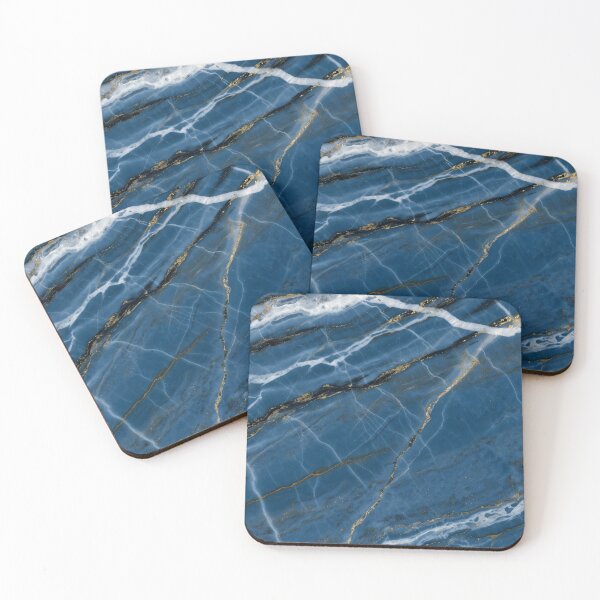 Item preview, Blue Bahia Granite Texture – Deep Blue Stone with White, Black & Gold Veins designed and sold by AV.