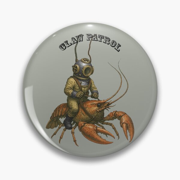Item preview, Vintage Diver with Diving Helmet Riding on the Back of a Giant Crayfish URM designed and sold by urmaddad.