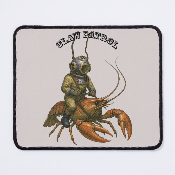 Item preview, Vintage Diver with Diving Helmet Riding on the Back of a Giant Crayfish URM designed and sold by urmaddad.