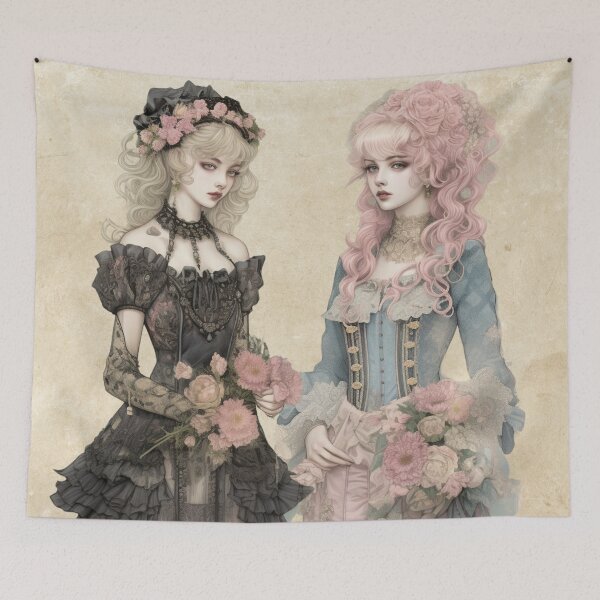 Item preview, Gothic Twins | Pastel Victorian Goth | Blonde and Pink Sisters designed and sold by Radiant-Art.
