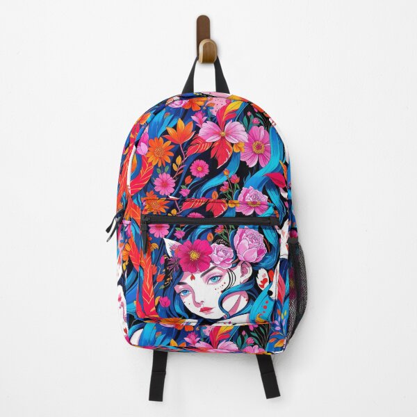Item preview, Wild Soul | Vibrant Blue Hair, Foxes, and Floral Dream designed and sold by WHITE FANGS.