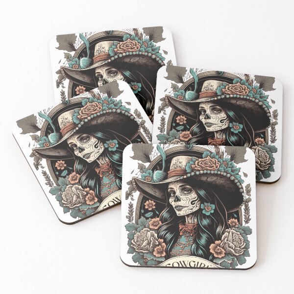 Item preview, Cowgirl Catrina – Sugar Skull Art with Flowers  designed and sold by Night Vision.