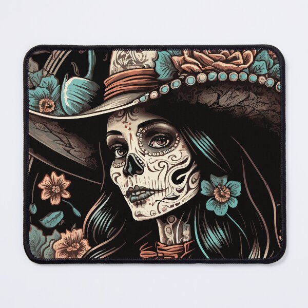 Item preview, Cowgirl Catrina – Sugar Skull Art with Flowers designed and sold by Night Vision.