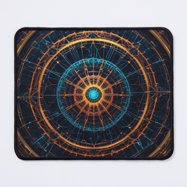 Item preview, Quantum Pulse – Neon Geometric Energy Web in Blue and Orange designed and sold by Harmonic_Layers.