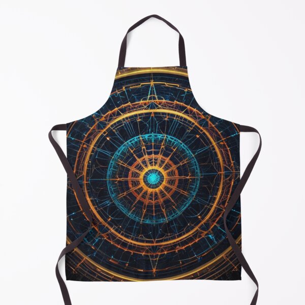 Item preview, Quantum Pulse – Neon Geometric Energy Web in Blue and Orange designed and sold by Harmonic_Layers.