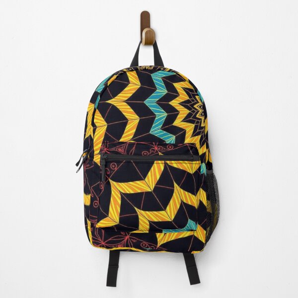 Item preview, Solar Bloom – Bold Yellow and Cyan Mandala on Deep Black designed and sold by Harmonic_Layers.
