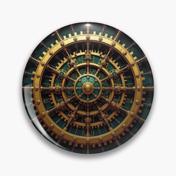 Artikelvorschau, Steampunk Gear Mandala – Kompliziertes mechanisches Messing & Blaugrün entworfen und verkauft von Harmonic_Layers.