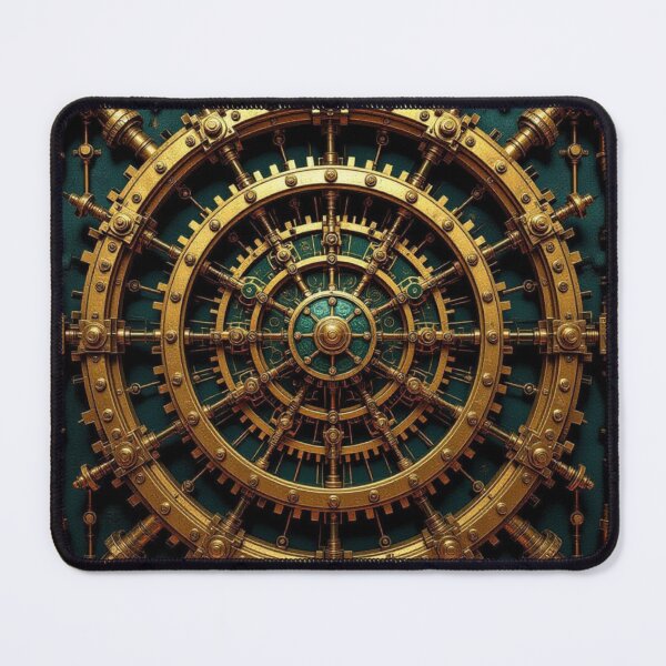 Item preview, Steampunk Gear Mandala – Intricate Mechanical Brass & Teal designed and sold by Harmonic_Layers.
