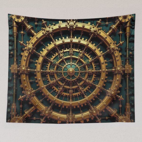 Item preview, Steampunk Gear Mandala – Intricate Mechanical Brass & Teal designed and sold by Harmonic_Layers.