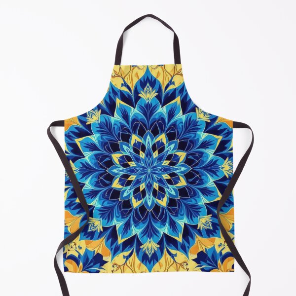 Item preview, Radiant Blue and Gold Vivid Floral Mandala designed and sold by Harmonic_Layers.
