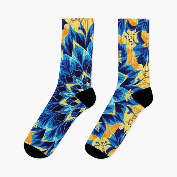 Item preview, Radiant Blue and Gold Vivid Floral Mandala designed and sold by Harmonic_Layers.