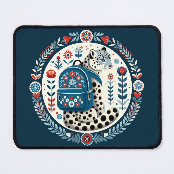 Item preview, Snow Leopard: Hope for Wildlife: Back to School - Scandinavian Folk Art by heidiannemorris © designed and sold by FOLK ART FUSION by heidiannemorris.