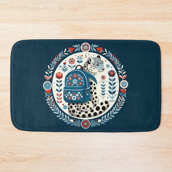 Item preview, Snow Leopard: Hope for Wildlife: Back to School - Scandinavian Folk Art by heidiannemorris © designed and sold by FOLK ART FUSION by heidiannemorris.