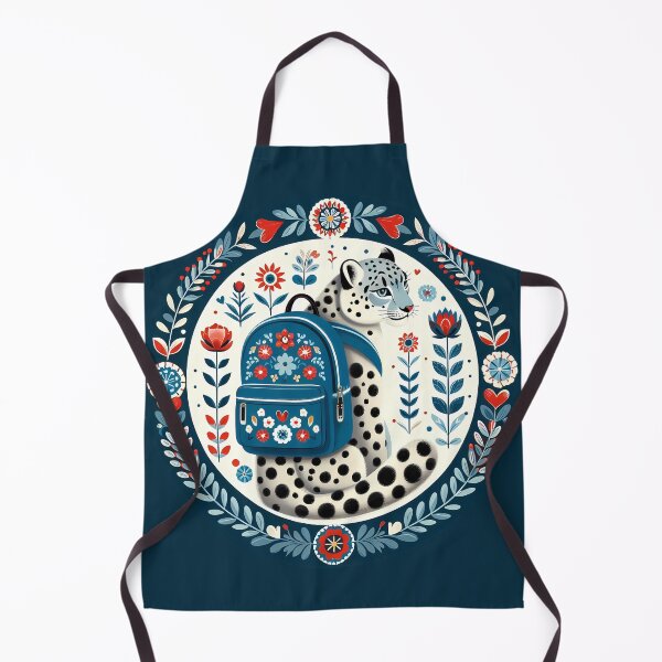 Item preview, Snow Leopard: Hope for Wildlife: Back to School - Scandinavian Folk Art by heidiannemorris © designed and sold by FOLK ART FUSION by heidiannemorris.