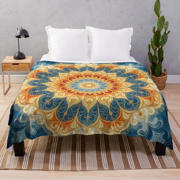 Item preview, Fiery Blue Mandala – Intricate Flame-Inspired Pattern designed and sold by Harmonic_Layers.