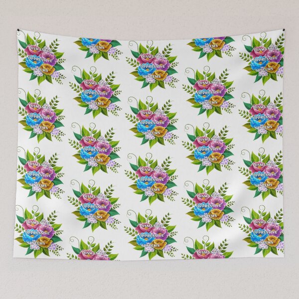 Item preview, Dismantle Oppressive Systems Purple Blue Pink & Golden Flowers designed and sold by 2CRE8IVE4925.