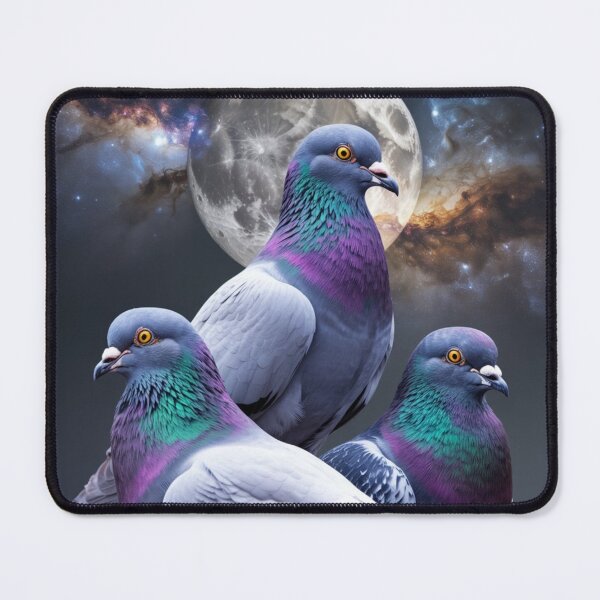 Item preview, Mystical Galaxy Pigeons T-Shirt – Photorealistic Moon & Nebula Bird Design on Dark Grey designed and sold by JOY STORE 45.
