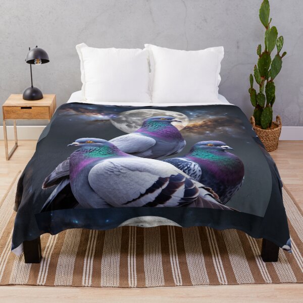 Item preview, Mystical Galaxy Pigeons T-Shirt – Photorealistic Moon & Nebula Bird Design on Dark Grey designed and sold by JOY STORE 45.