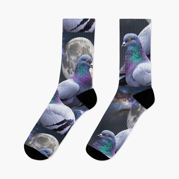 Item preview, Mystical Galaxy Pigeons T-Shirt – Photorealistic Moon & Nebula Bird Design on Dark Grey designed and sold by JOY STORE 45.