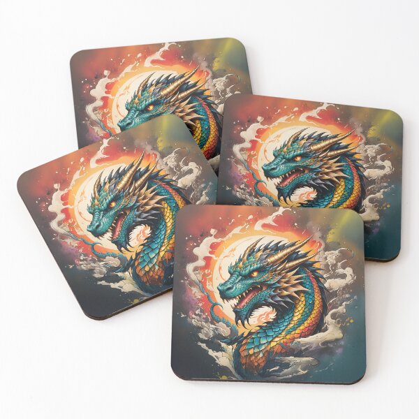 Item preview, Vibrant Eastern Dragon with Fiery Background and Smoke Swirls designed and sold by Marcu Ioachim.