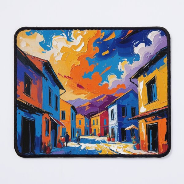Item preview, Vibrant Townscape at Sunset designed and sold by Rue Market.