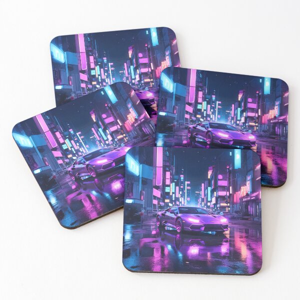 Item preview, Futuristic Sports Car in Neon Cityscape designed and sold by Marcu Ioachim.
