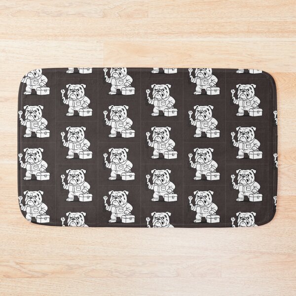 Item preview, "Mechanic Bulldog – Cute Cartoon Dog with Toolbox Sticker" fix man handyman designed and sold by Kissudesign.