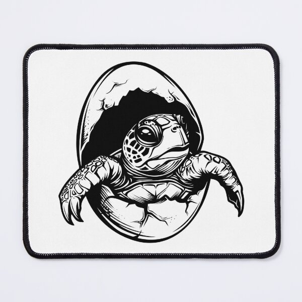 Item preview, Hatching Baby Turtle – Cute Black and White Line Art Design designed and sold by inkoutninja.