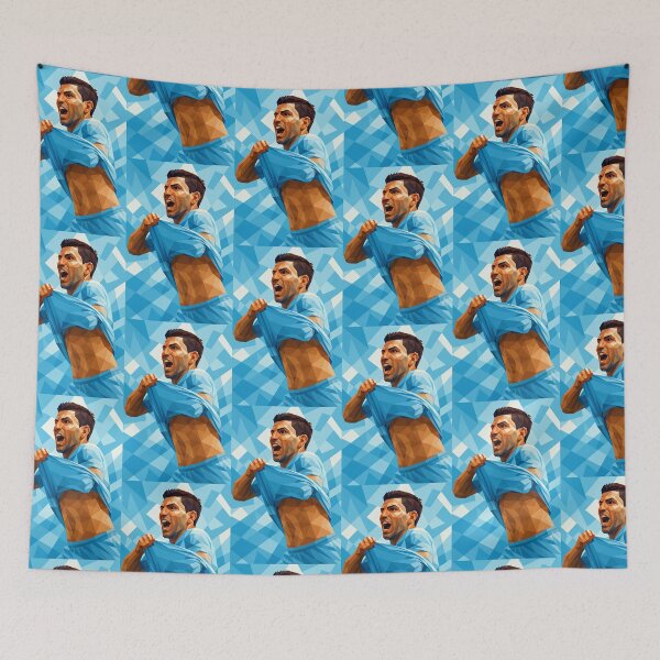 Item preview, Sergio Aguero Football Legend Low Poly Vector Art designed and sold by kakarikihill.
