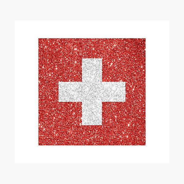 Item preview, switzerland glitter flag designed and sold by designsbysamantha.