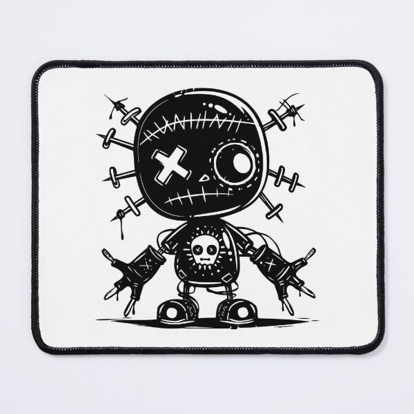 Item preview, Cute Voodoo Doll Character – Black and White Gothic Cartoon Design designed and sold by inkoutninja.