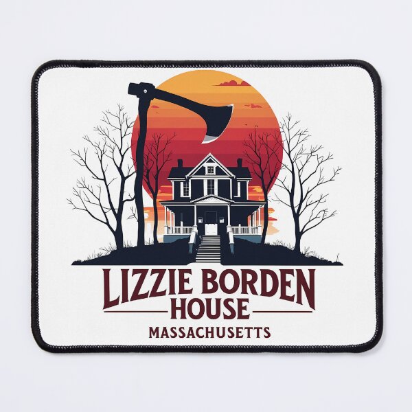 Item preview, Lizzie Borden House Retro Art – Murder Mystery Sunset Illustration | Spooky Haunted House Decor designed and sold by LoliDesignShop.