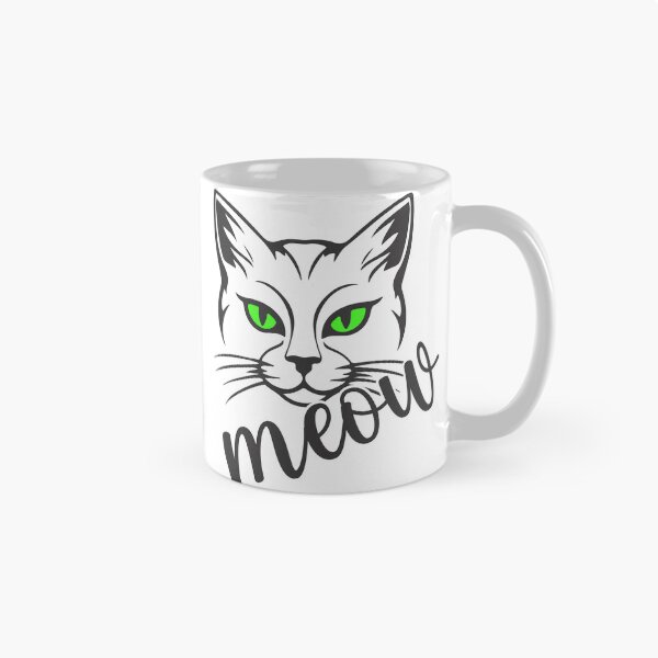 Artikelvorschau, Miau, minimalistisches grünäugiges Katzen-Design für Katzenliebhaber entworfen und verkauft von ColorWheelDsign.