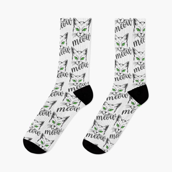 Item preview, meow, minimalist Green-Eyed Cat, cat lover design designed and sold by ColorWheelDsign.
