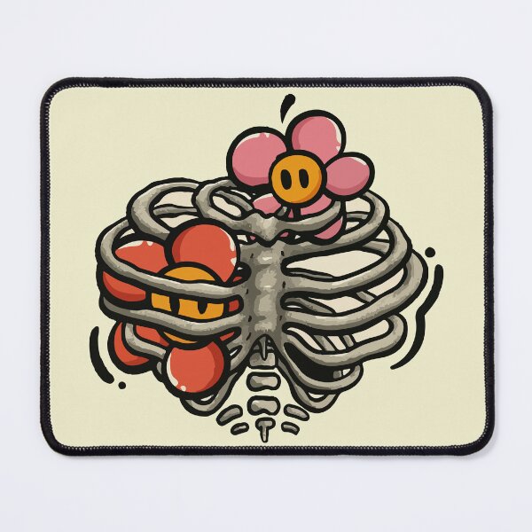 Item preview, Cute Skeleton Ribcage with Cartoon Flowers – Bold Tattoo Style Art designed and sold by -DEEWOLF-.