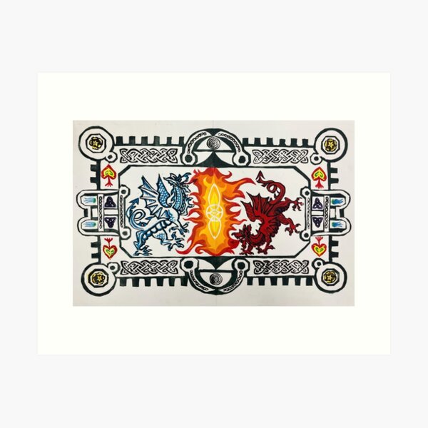 Item preview, Welsh Dragon Relief Print designed and sold by maddiiebartz04.