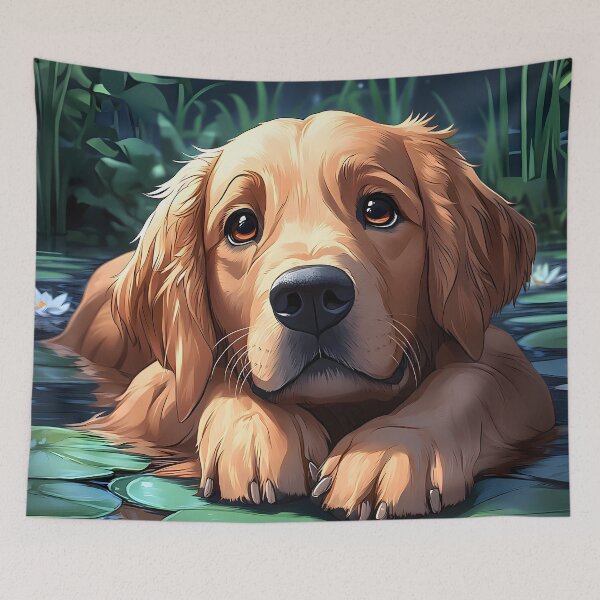 Item preview, Golden Retriever Dog Lily Pad Pond Companion designed and sold by mildaclairmo.