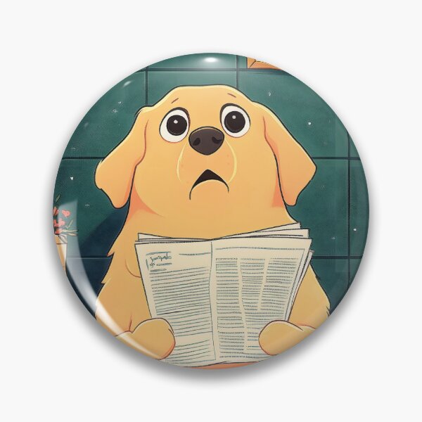 Item preview, Animal x Toilet Gentle Yellow Labrador Retriever Reads Surprised Late-Night Newspaper designed and sold by mildaclairmo.