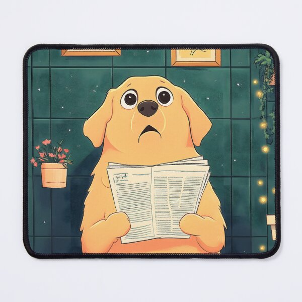 Item preview, Animal x Toilet Gentle Yellow Labrador Retriever Reads Surprised Late-Night Newspaper designed and sold by mildaclairmo.
