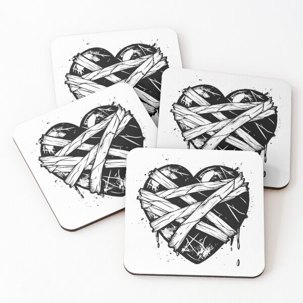 Item preview, Bandaged Broken Heart – Black and White Emotional Gothic Art designed and sold by inkoutninja.