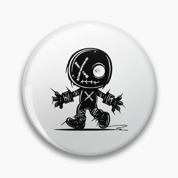 Item preview, Creepy Cute Voodoo Doll – Black and White Gothic Cartoon Character designed and sold by inkoutninja.