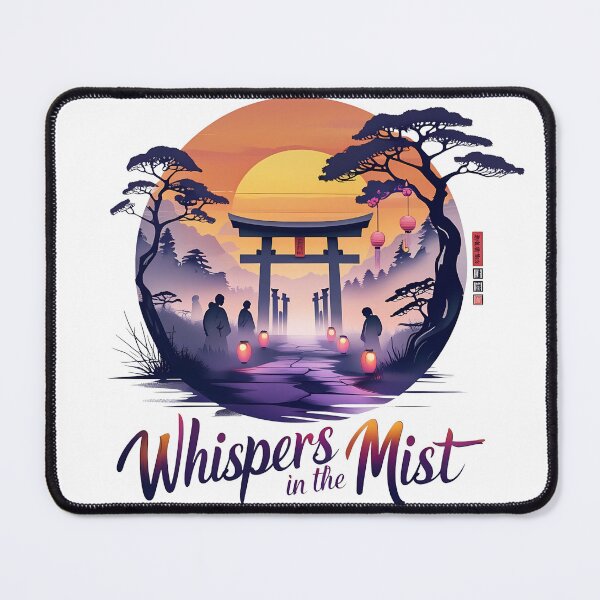 Item preview, Whispers in the Mist – Retro Japanese Forest Torii Gate Art | Mysterious Sunset Lantern Scene designed and sold by LoliDesignShop.