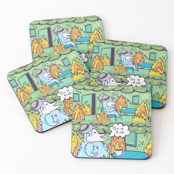 Item preview, this is fine everything is fine possum art designed and sold by crestfallenmermaid.