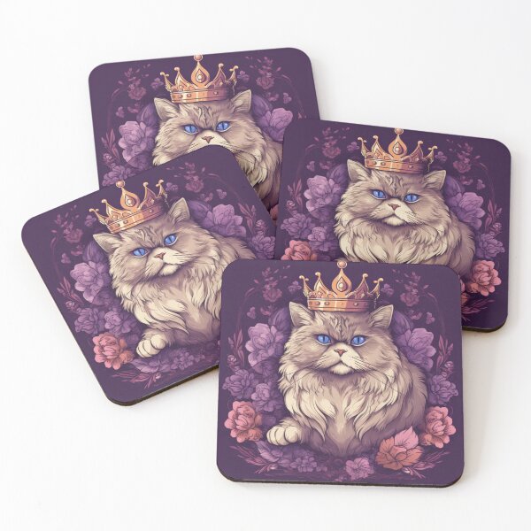 Item preview, Royal Persian Cat with Crown and Floral Frame designed and sold by PaintbrushPlace.