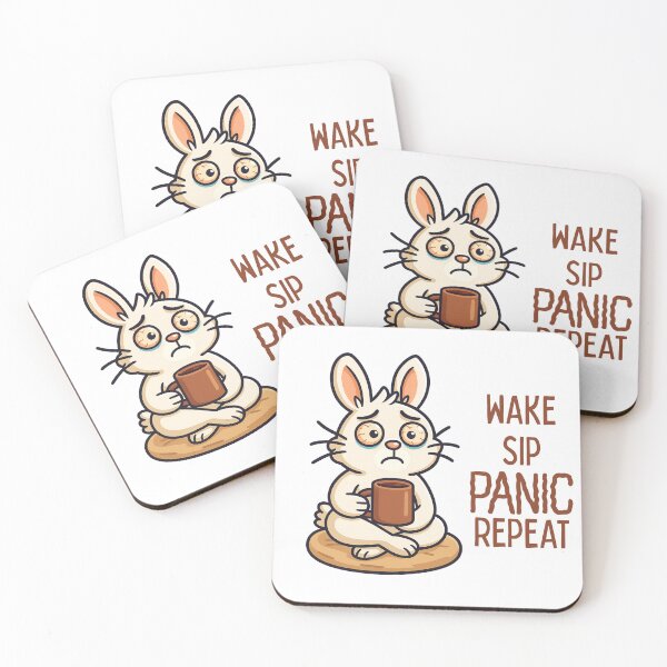 Item preview, Wake. Sip. Panic. Repeat. – Coffee Bunny designed and sold by CanSparkleArt.